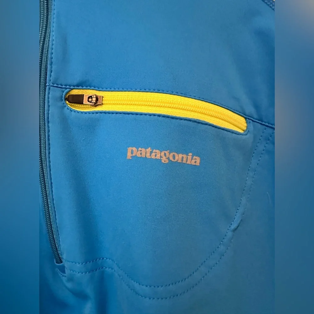 Patagonia Bright Blue and Lime Green 1/2 Zip Pullover - Picture 2 of 8